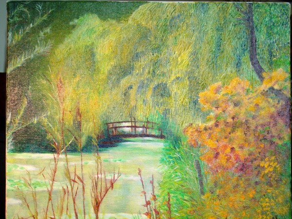 Chez Monet  ( Vue du jardin) Huile 46 x 38